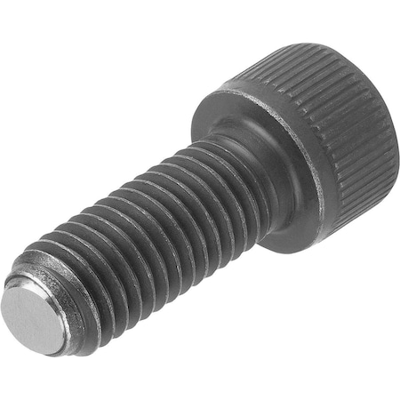 Ball-End Thrust Screw W Head, Flat Ball W Rotation Lock, M10, L=40, Carbon Steel, Comp:Ball-Bearing